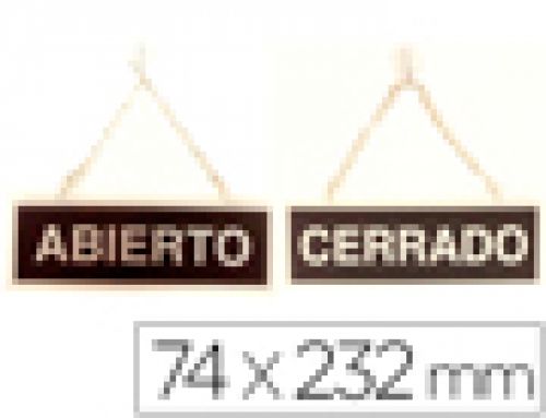 Placa metlica serigrafada aberto e fechado com cadeia e ventosa para suspenso 74x232 mm , Branca , 58786 , 8433305087315